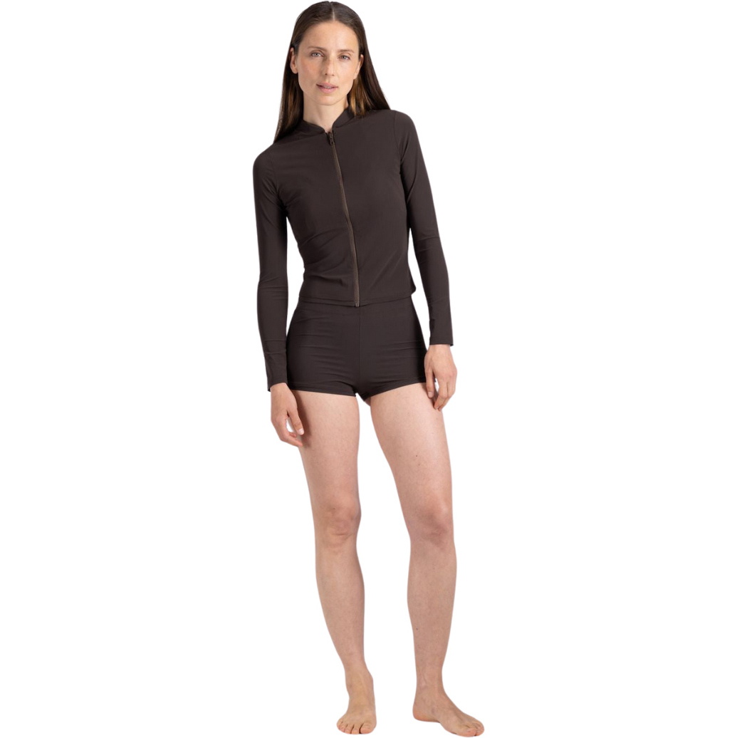 2026 Wallien Womens Rash Guard With Zip 102045001 - Coffee